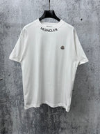 White Moncler short-sleeve T-shirt with chest logo patch