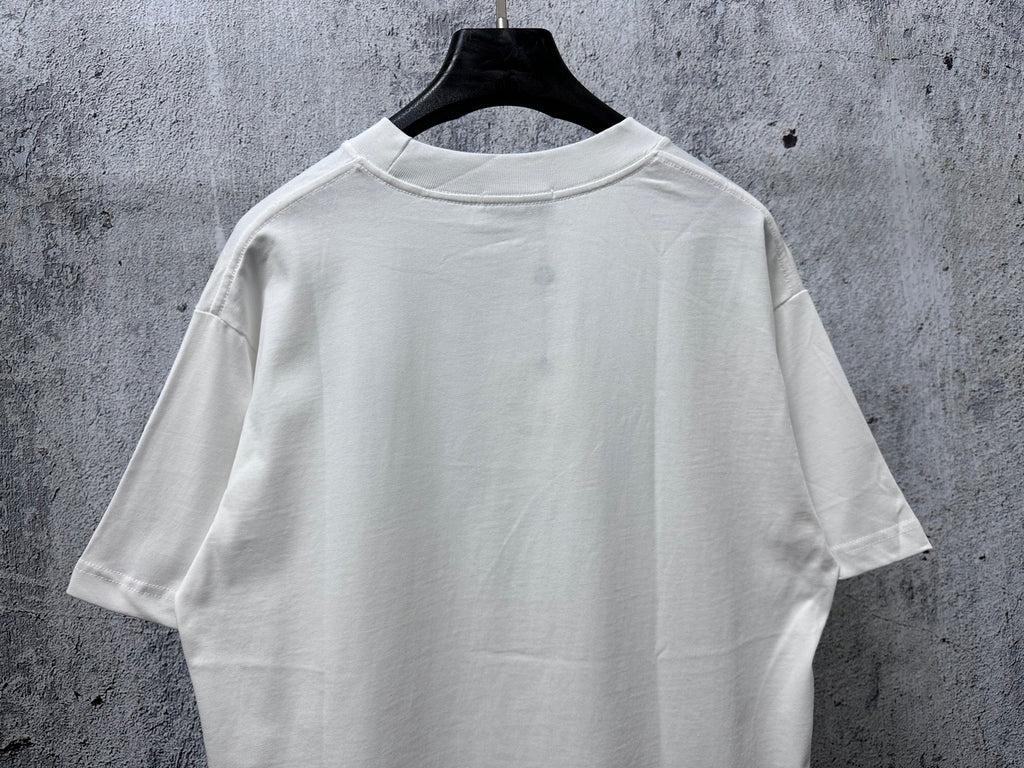White Moncler short-sleeve T-shirt back, plain crew neck