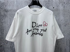 White crewneck T-shirt front with script Dior for my real friends logo