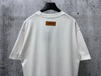 White T-shirt back with small rectangular label near the collar