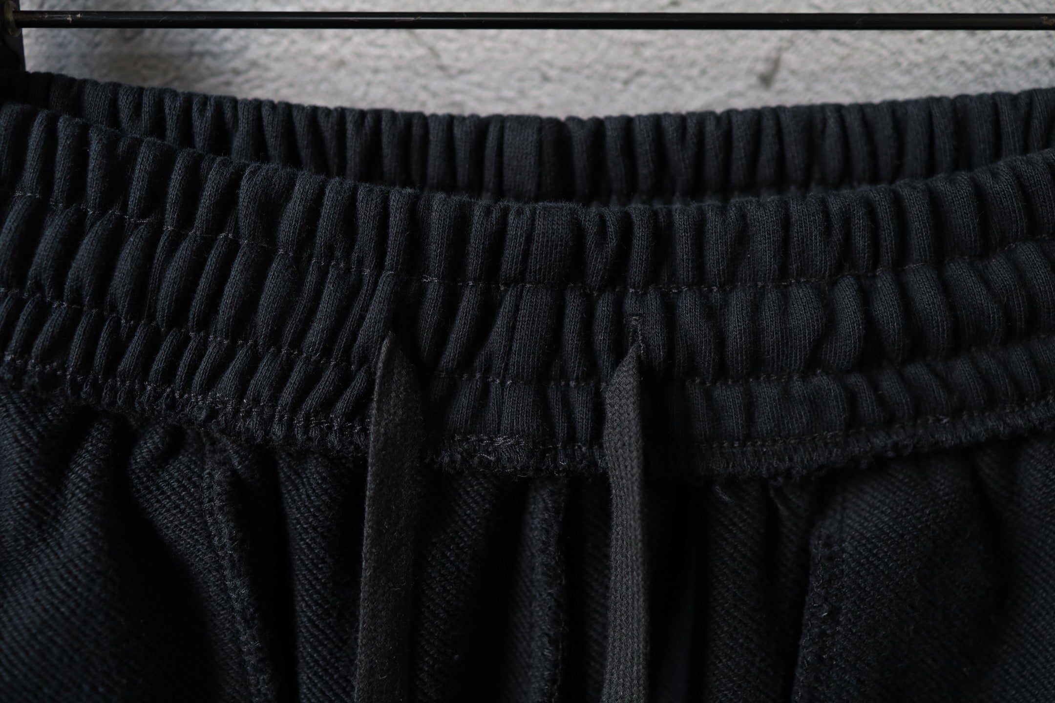 Black Balenciaga pants with ruched elastic waistband detail