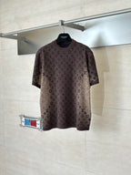 Louis Vuitton monogram short-sleeve shirt in dark brown on hanger