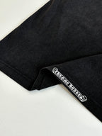 Black long-sleeve sweatshirt sleeve with embroidered logo stripe
