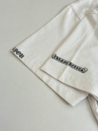 White T-shirt with side logo stripe on the sleeve cuff