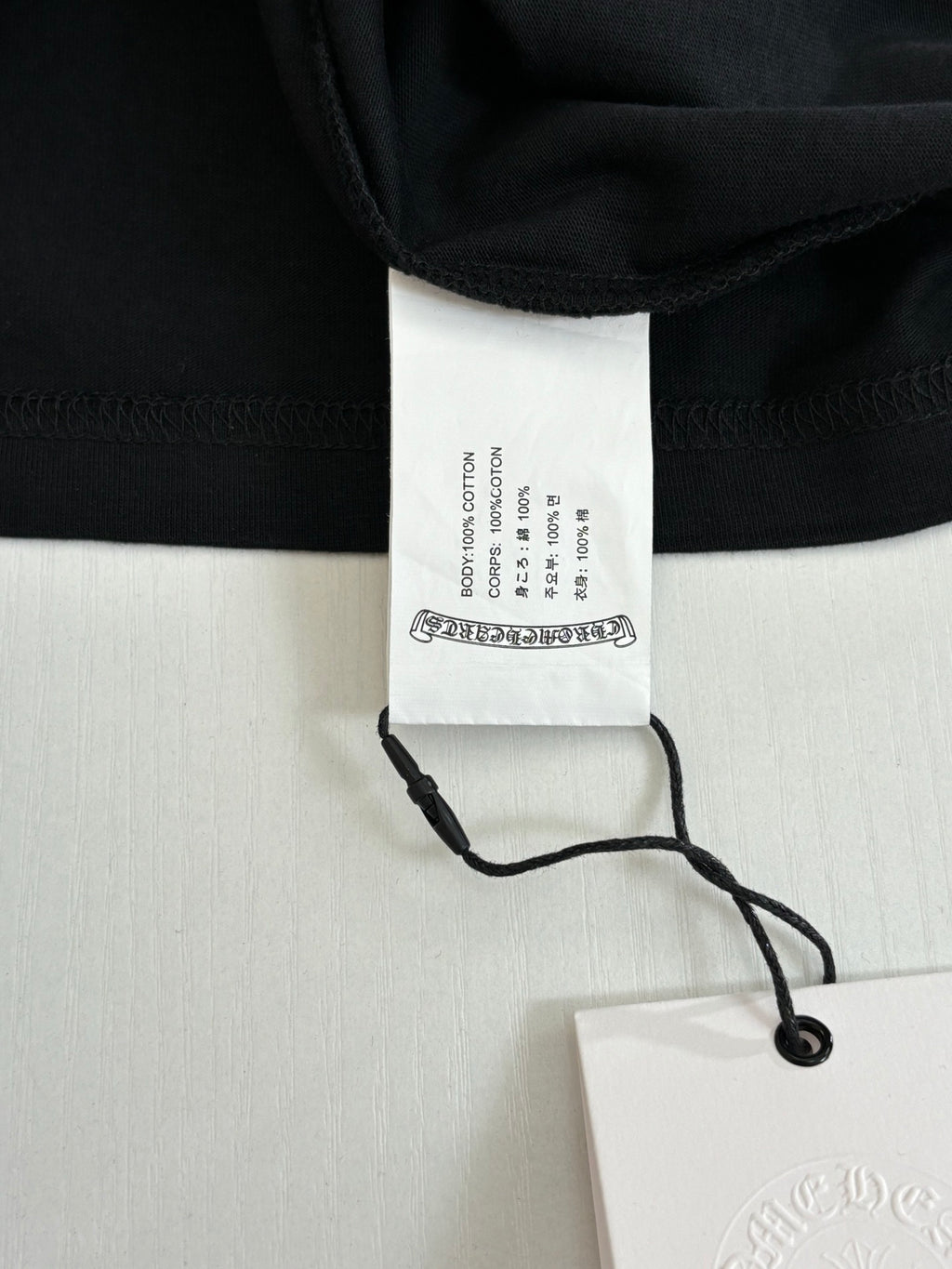 Black shorts with drawstring and attached size tag