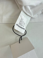 White Chrome short with attached hang tag and black drawstring