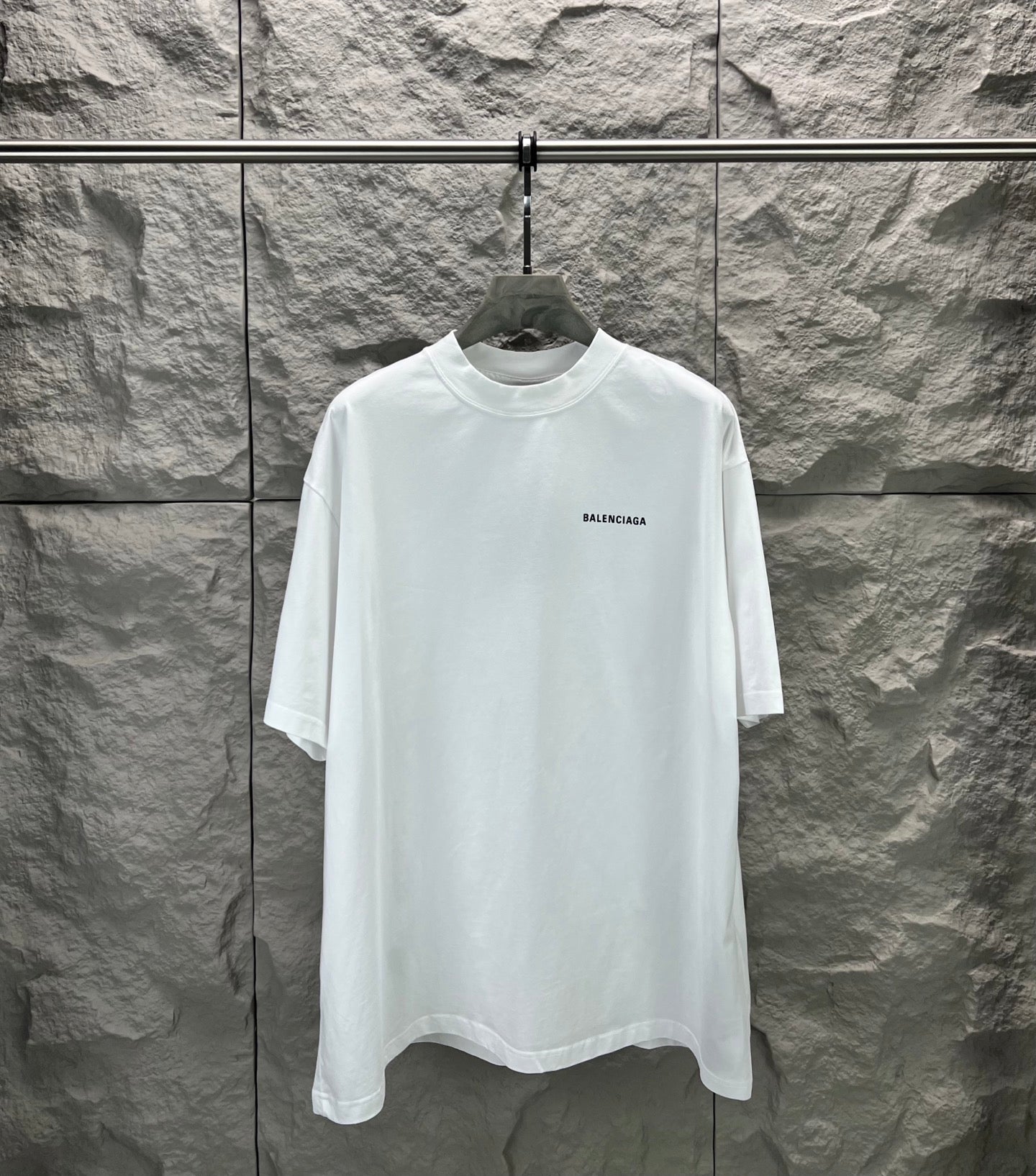 Balenciaga white short-sleeve T-shirt on hanger