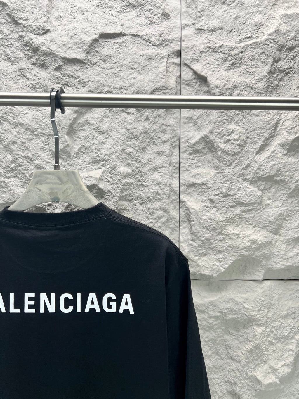 Balenciaga dark navy T-shirt with partial BALENCIAGA back logo