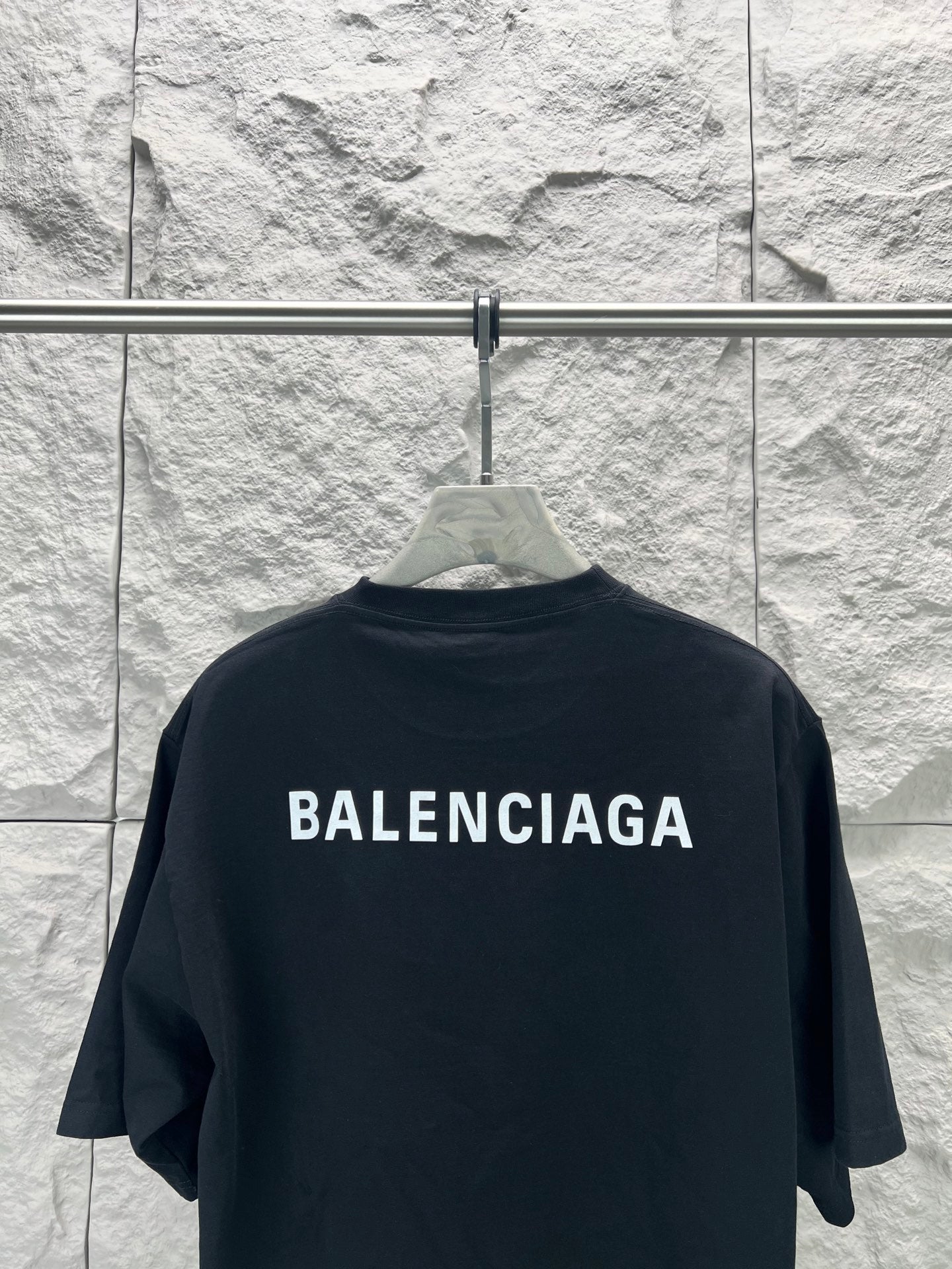 Balenciaga dark navy crew-neck T-shirt with full BALENCIAGA back logo