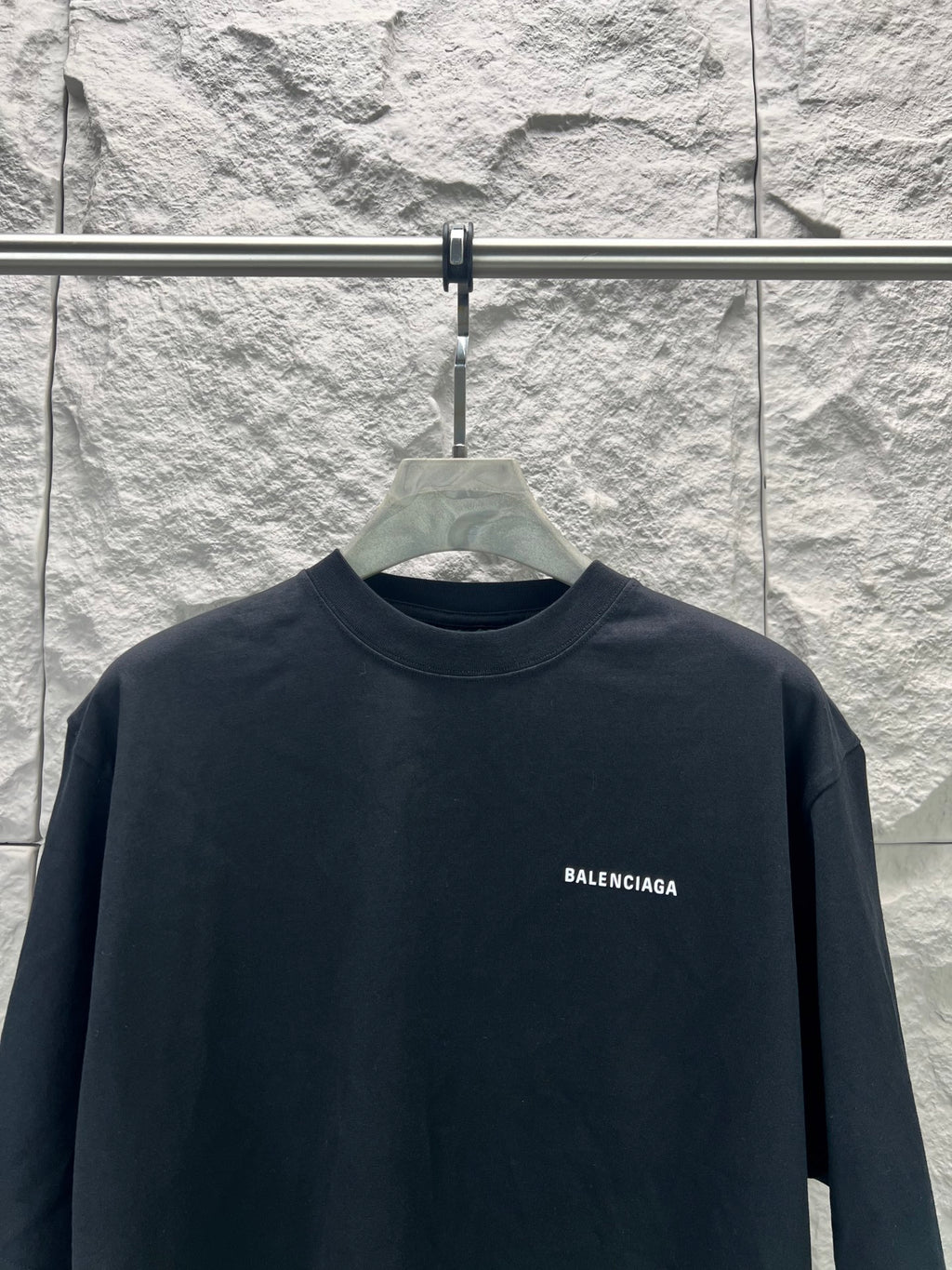 Balenciaga dark navy crew-neck T-shirt with small right chest BALENCIAGA logo