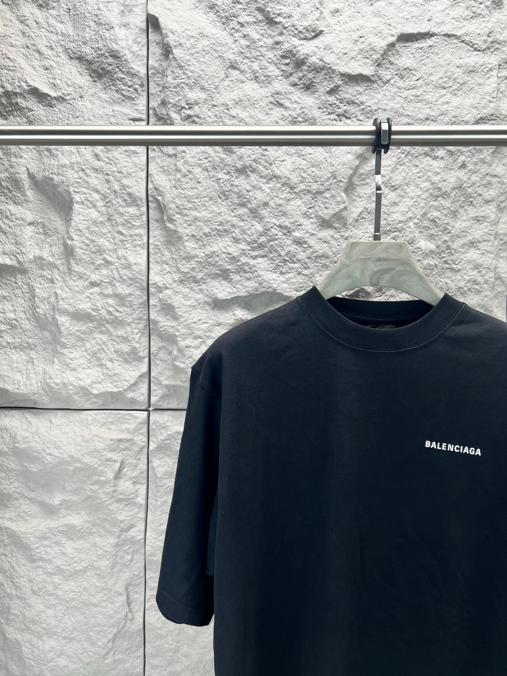 Balenciaga dark navy short-sleeve T-shirt with small chest logo detail
