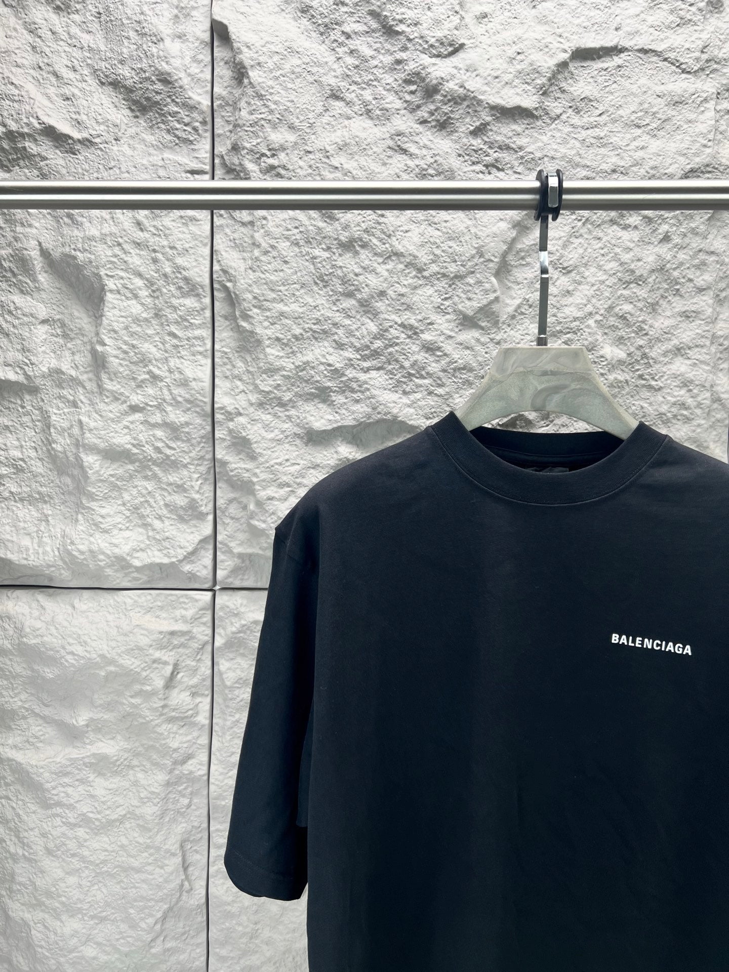 Balenciaga dark navy short-sleeve T-shirt with small chest logo detail