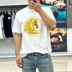 White T-shirt with large gold horse logo graphic