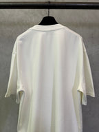 Off-white crewneck T-shirt, back view with wide short sleeves