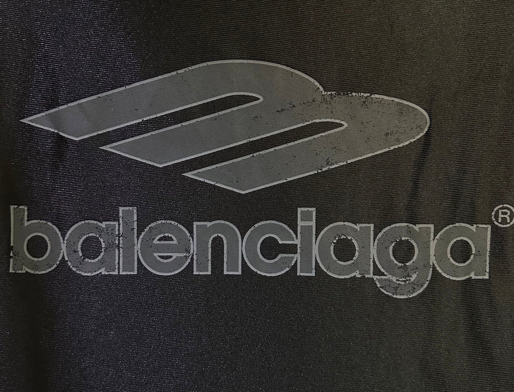 Balenciaga logo print on black long-sleeve shirt fabric