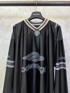 Balenciaga long-sleeve shirt black with front crest pendant and logo print
