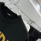 Black short-sleeve T-shirt with FENDI neck label and crew neckline