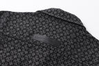 Dark patterned shirt placket and inside neck label