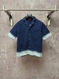 Gucci short-sleeve shirt in dark blue with light blue cuffs and hem