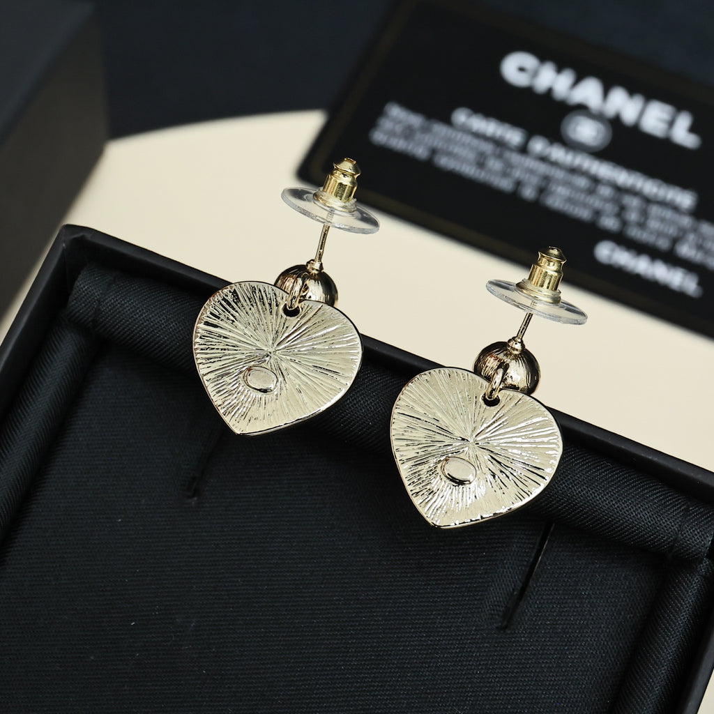 Textured heart drop earrings with silver-tone heart plates and gold-tone posts