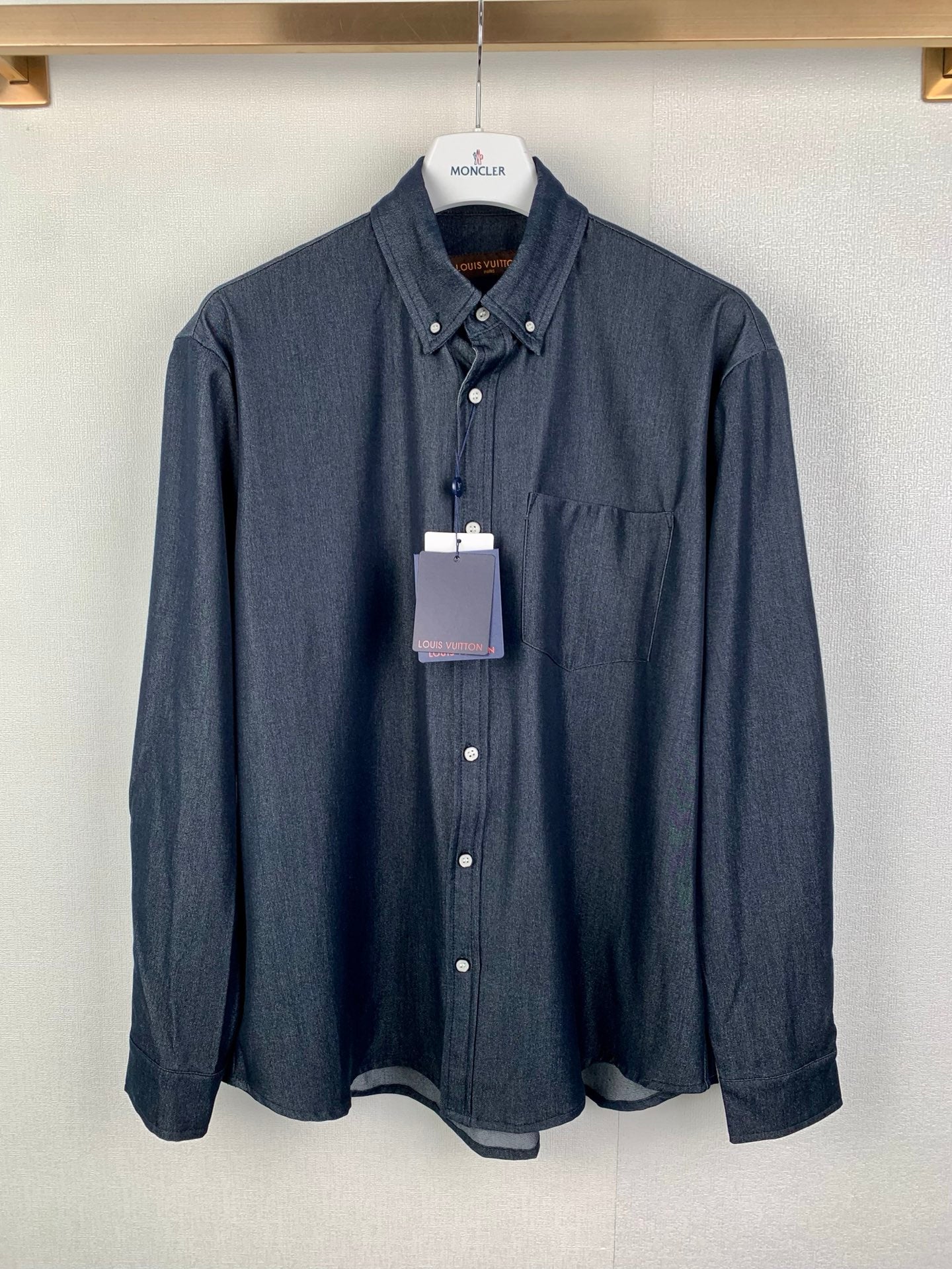 Louis Vuitton long-sleeve button-up shirt in dark blue with chest pocket