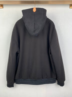 Louis Vuitton hooded zip-up jacket, dark gray, back view with hood