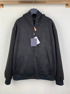 Louis Vuitton hooded zip-up jacket, dark gray, front pockets and long sleeves