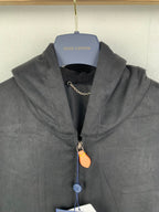 Louis Vuitton hooded zip-up jacket, dark gray, zipper pull and orange hood tag