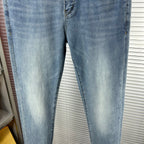 Light-blue denim jeans with straight leg and faded wash finish