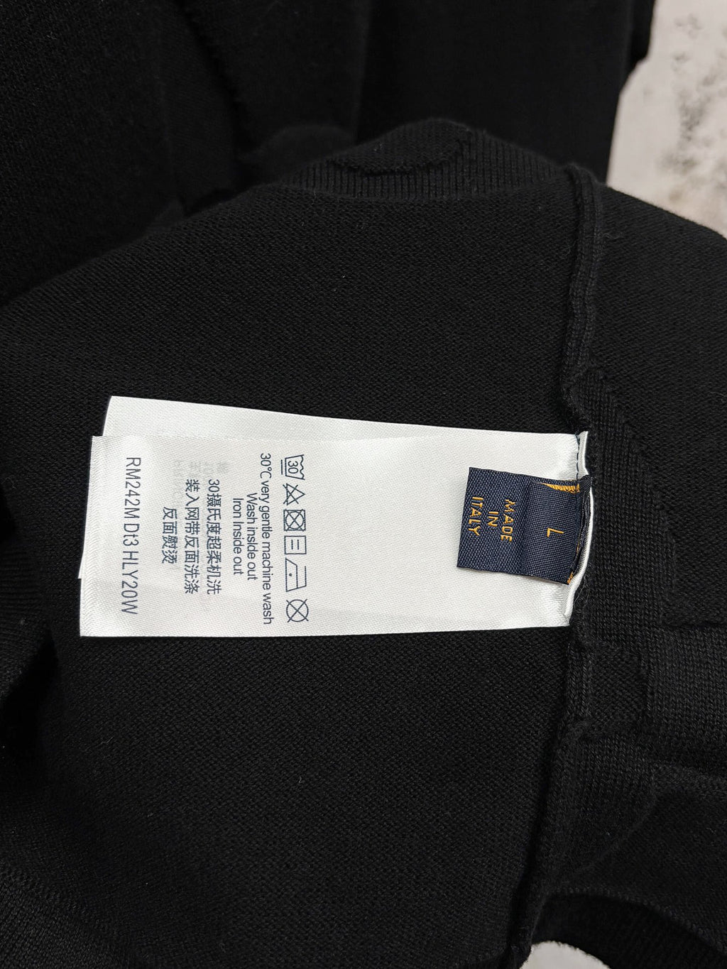 Louis Vuitton short-sleeve shirt with neck label and size care tag on collar