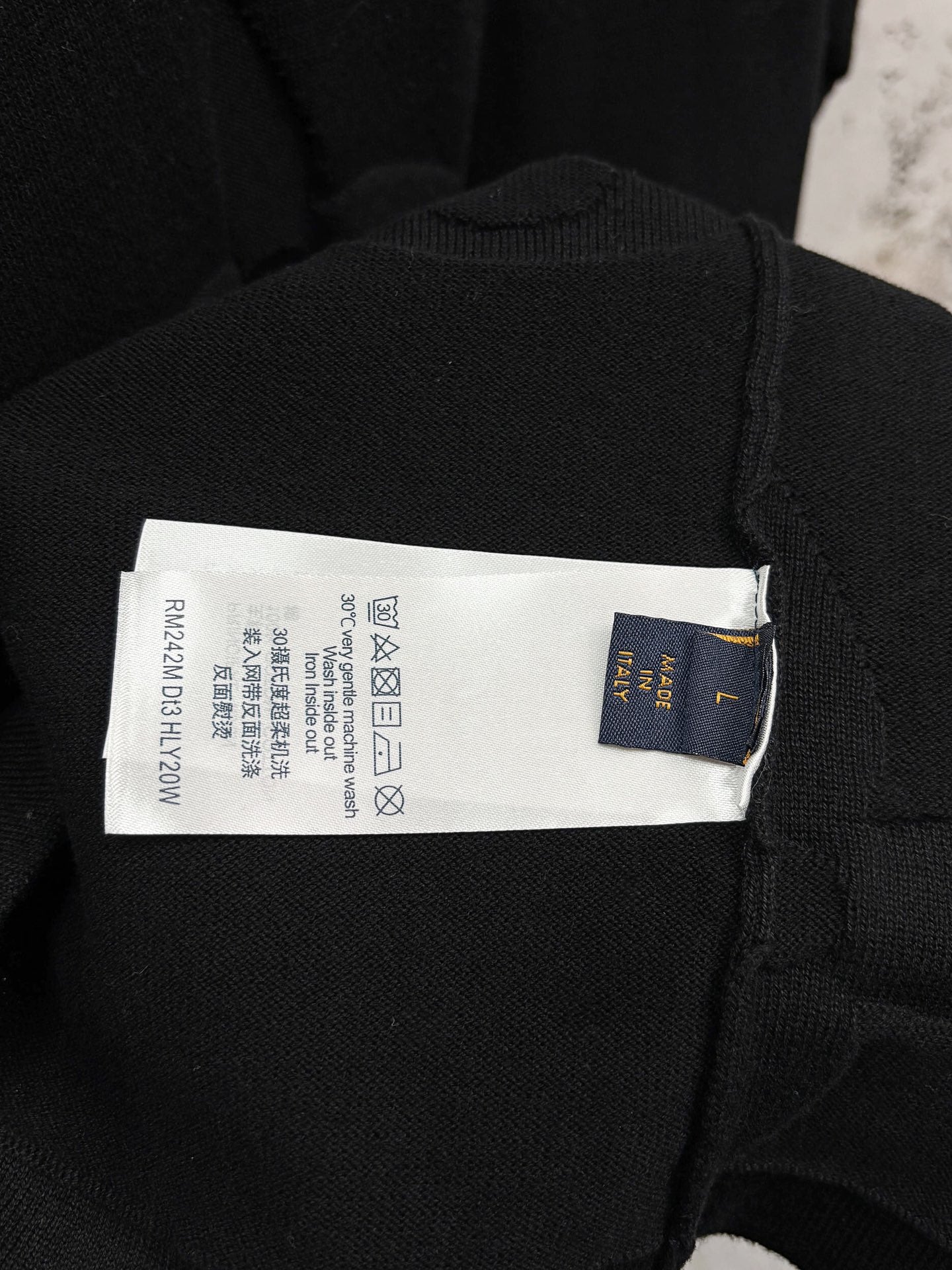 Louis Vuitton short-sleeve shirt with neck label and size care tag on collar