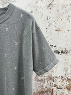 Grey monogram T-shirt sleeve and shoulder detail