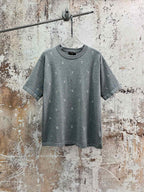 Grey monogram short-sleeve T-shirt with crew neck