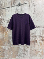 Louis Vuitton purple textured knit crewneck T-shirt on hanger