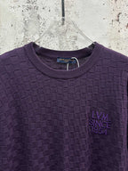 Purple textured knit T-shirt with crew neck and LV Since 1854 chest logo
