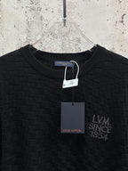 Louis Vuitton black textured knit T-shirt with LV Since 1854 logo and hang tag