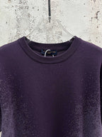 Purple crew-neck short-sleeve T-shirt, ribbed collar detail