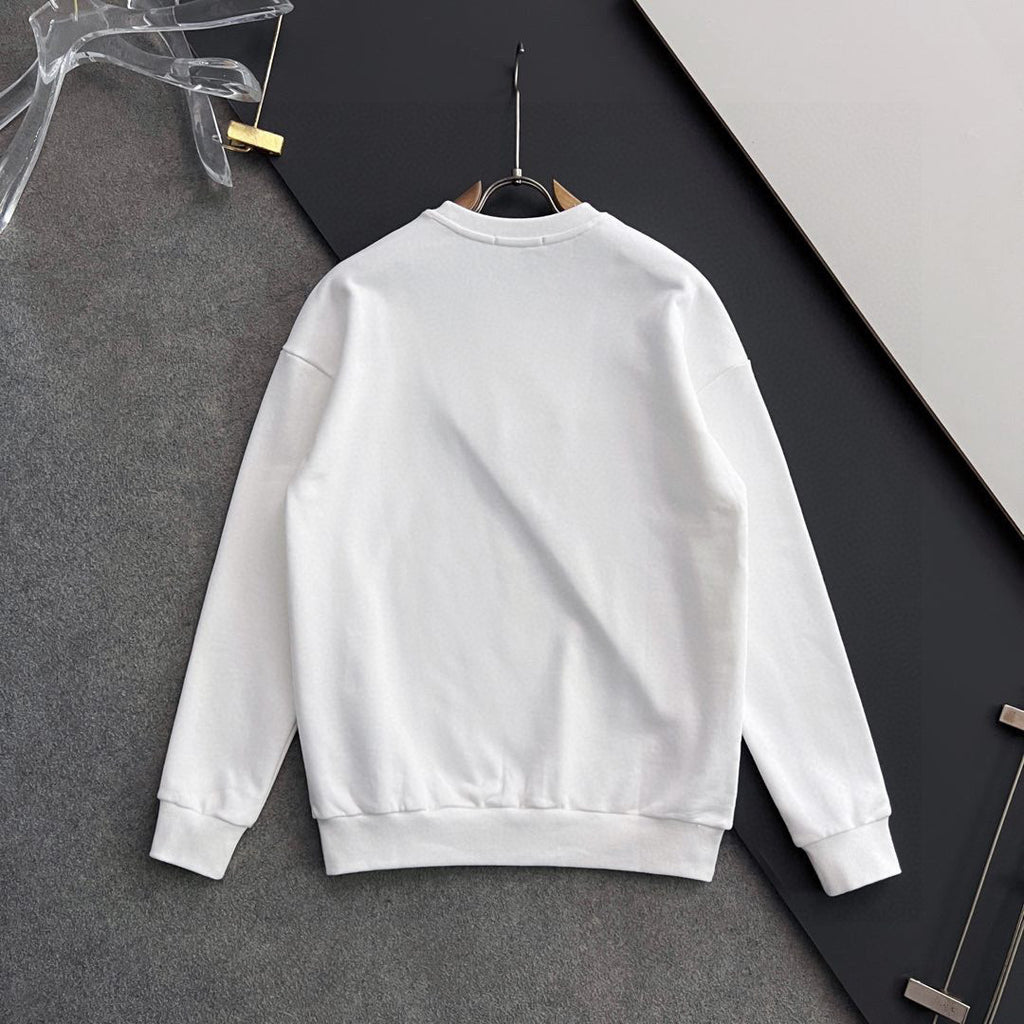 White long-sleeve sweatshirt back with crew neck and plain design