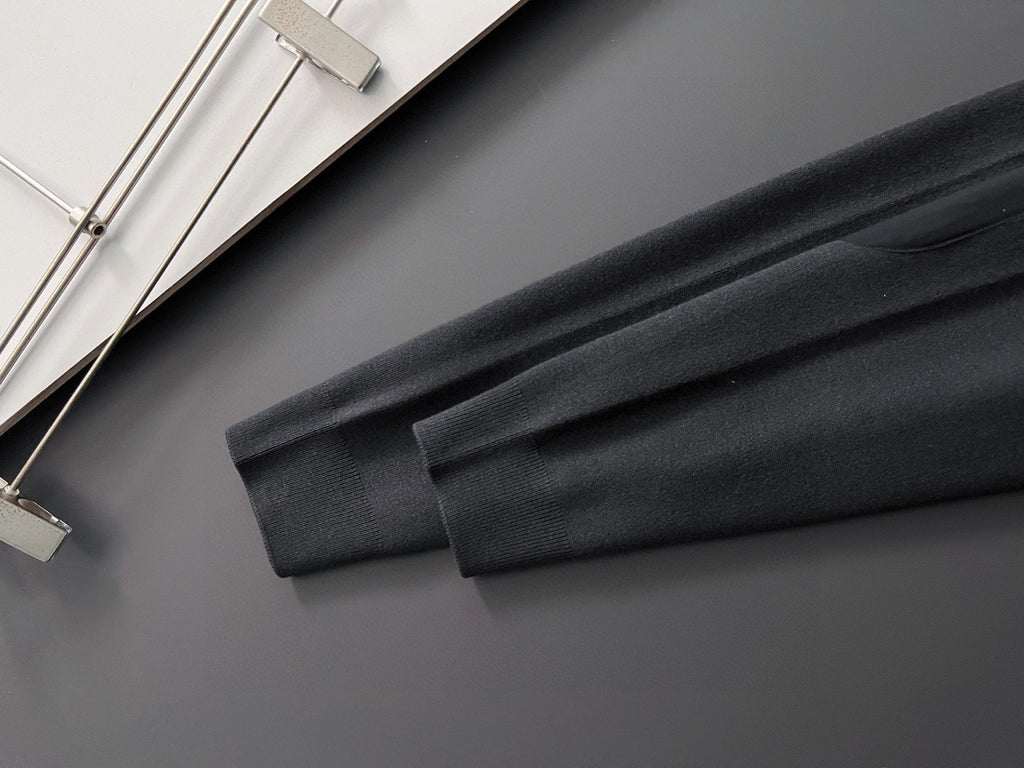 Prada long-sleeve top sleeve cuff, black fabric with ribbed hem band