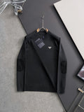 Prada long-sleeve top, black, ribbed crew neck and small triangle logo badge