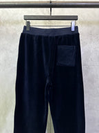 Navy pants with elastic waistband and front pocket