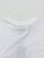White crew-neck T-shirt collar seam and stitched edge