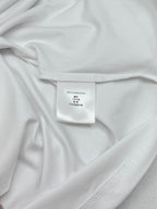 White T-shirt interior neck label with printed size details