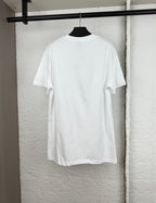 Back view white crewneck T-shirt with short sleeves