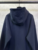 Navy hoodie with pullover hood and kangaroo pocket