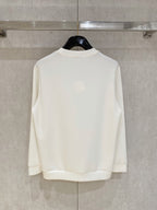 White crewneck sweatshirt back view with crew neckline and hem