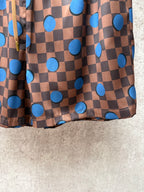 Louis Vuitton check shorts with blue dot pattern and side seam