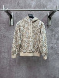 Louis Vuitton monogram zip-up hoodie, light base with black and blue repeat print