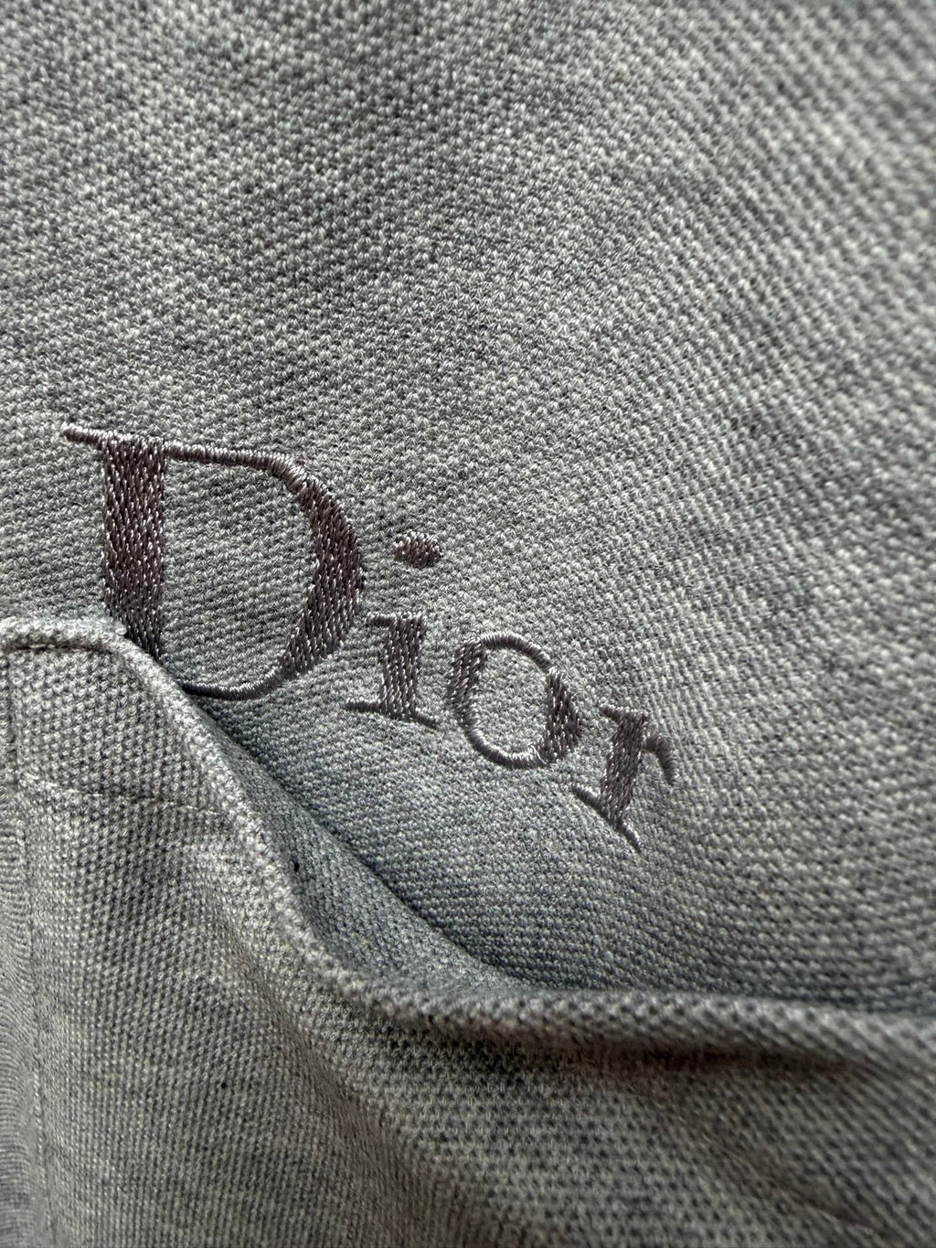 Dior polo logo embroidery on light gray knit