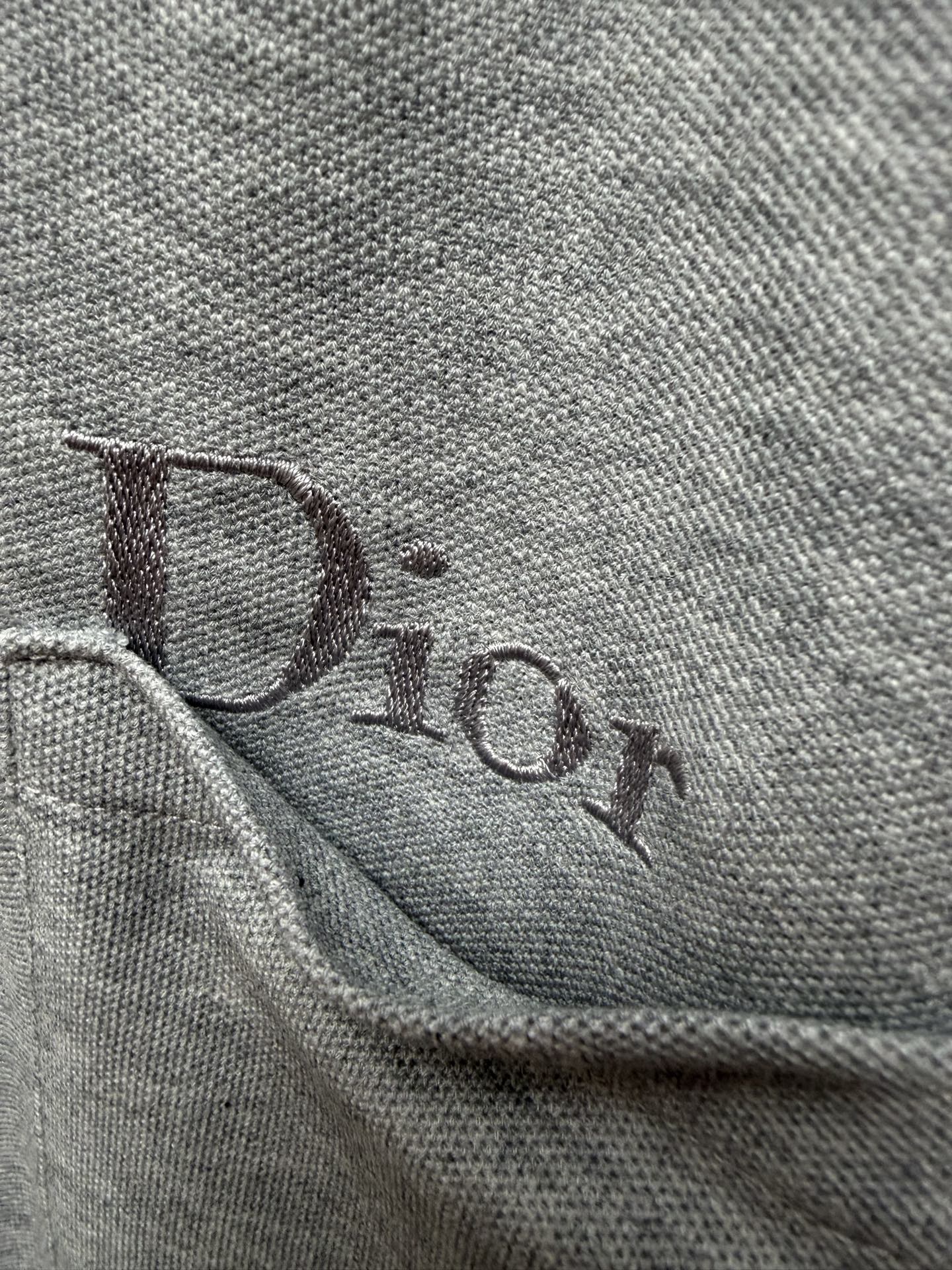 Dior polo logo embroidery on light gray knit